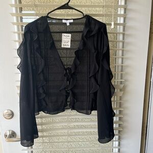 Maison d’Amelie sheer ruffle tie top